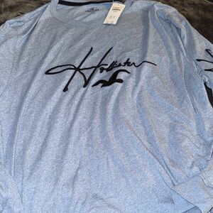 Hollister Blue Long Sleeve Tees